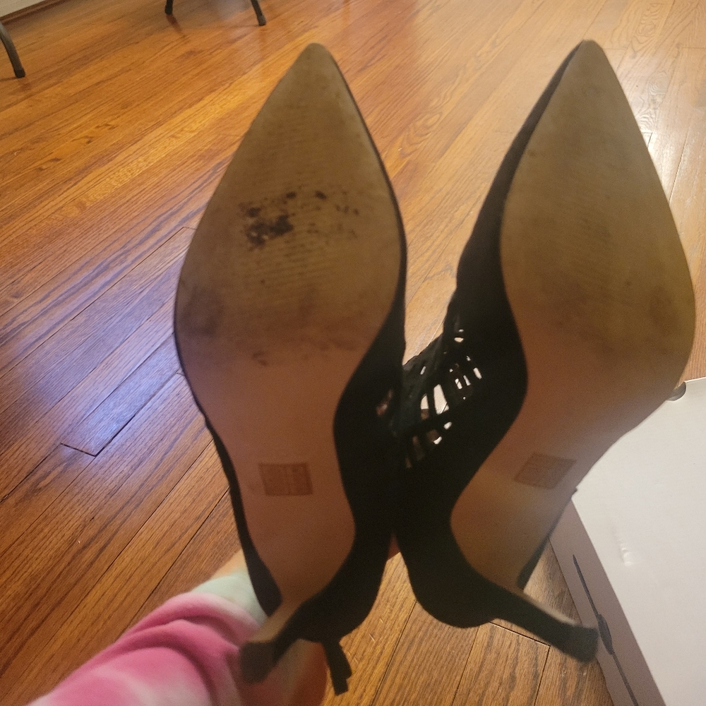 Black Suede ALDO Laser Cutout Booties - Picture 3 of 7